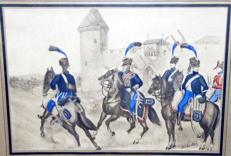 Литография "Гусарский полк 1804 г."