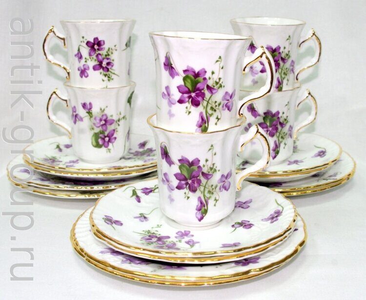 Набор шесть кофейных пар «Викторианские фиалки», (Victorian Violets)